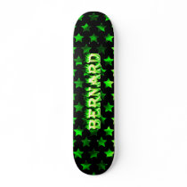 Bernard skateboard green fire and flames design.