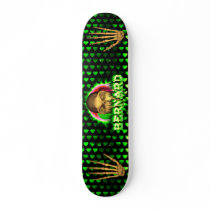 Bernard skull green fire Skatersollie skateboard.
