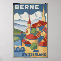 Berne Switzerland Vintage Travel Poster Ad Retro