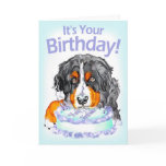 Bernese Mt Dog Cake Face Birthday Greeting Cards