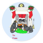 Bernese Mt Dog Santa Drops In Christmas Gift Tags Round Stickers