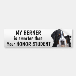 Bernese Mt Dog - Smarter than student - funny Bumper Stickers