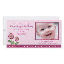 Berry Flower Garden 8x4 Photo Birth Announcement Photo Card Template