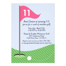 Berry Pink Let's Par-Tee Mini Golf Birthday Party Personalized Invitations