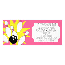 Berry Pink Rolling Good Time Bowling Party Invite