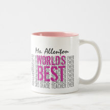 Best 3rd Grade Teacher Add Name Grey Pink G301 Mugs