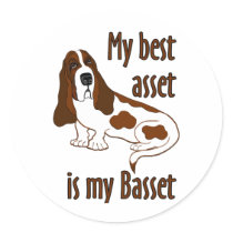 Best Asset Basset Hound Round Stickers