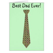 Best Dad Ever Dark Polka Dot Fake Tie Greeting Card