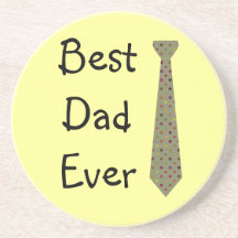 Best Dad Ever Dark Polka Dot Fake Tie Beverage Coaster