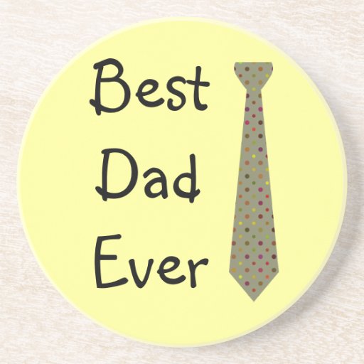 Best Dad Ever Dark Polka Dot Fake Tie Beverage Coaster
