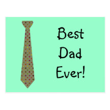 Best Dad Ever Dark Polka Dot Fake Tie Post Cards
