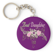 Best Daughter Swirling Hearts keychains