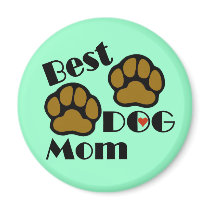 Best Dog Mom Magnet with Dog Paws Merchandise
