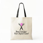 Best Freakin Hair Stylist Ever Pink Black Canvas Bag