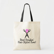 Best Freakin Hair Stylist Ever Pink Black Canvas Bag