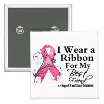 Best Friend Floral Ribbon - Breast Cancer Pin