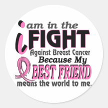 Best Friend Means The World To Me Breast Cancer Round Stickers