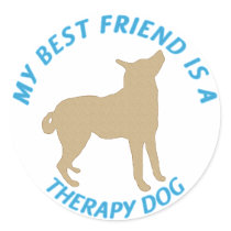 Best Friend Therapy Dog Round Stickers