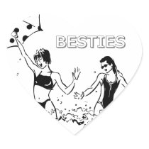 Best Friends at the Beach Heart Sticker