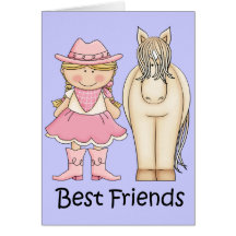 Best Friends - Blonde Cowgirl and Horse Greeting Cards