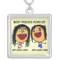 Best Friends Forever Cartoon Personalized Necklace