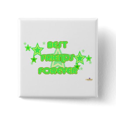 Best Friends Forever Green Yellow Stars Pin by groupies