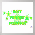 Best Friends Forever Green Yellow Stars Poster