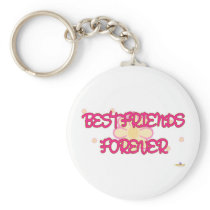 Best Friends Forever Orange Pink Flowers Key Chain