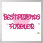 Best Friends Forever Pink Lt Hearts Poster
