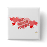 Best Friends Forever Red Hearts Pinback Buttons