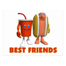 Best Friends Hot Dog & Soda Postcard