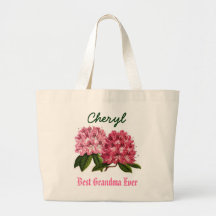 Best Grandma Ever Custom Name  Rhododendron Canvas Bags