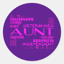 Best & Greastest Aunties & Aunts : Qualities Round Stickers