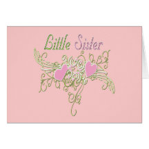 Best Little Sister Swirling Hearts Greeting Card