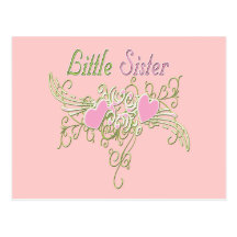 Best Little Sister Swirling Hearts Post Cards