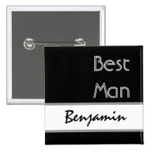 Best Man - Black and White Modern Wedding Button