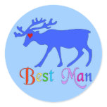 Best Man Stag Round Sticker