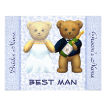 Best Man - Teddy Bears Blue Wedding Invite