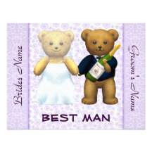 Best Man - Teddy Bears lilac Wedding Invite