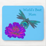 Best Mom Dragonfly On Zinnia Flower Mousepad