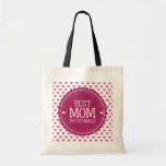 Best Mom in the World Pink Hearts and Circle Canvas Bags