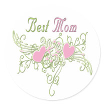 Best Mom Swirling Hearts stickers