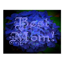 Best Mom with Blue Flower Background Post Cards