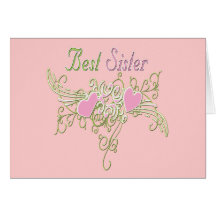 Best Sister Swirling Hearts Card