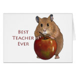 Best Teacher Ever: Hamster With Apple: Art Greeting Card