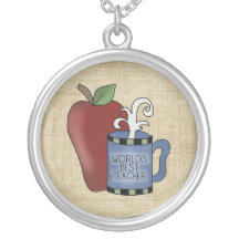 Best Teacher Round Sterling Silver Necklace