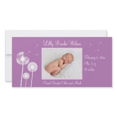 Best Wishes !!! Birth Announcement 2 (purple) Customized Photo Card by prettyfancyinvites