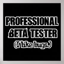 bêta testeur professionnel (comme des insectes) affiche