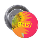 Betsy Sunflower Pink and Yellow Bright Name Badge