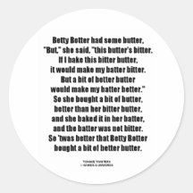 Betty Botter Bitter Butter Better (Tongue Twister) Stickers